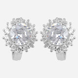 Silver Plated White CZ Stone Hanging Earrings