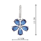 Silver Plated White and Blue CZ Stone Hanging Earrings
