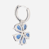 Silver Plated White and Blue CZ Stone Hanging Earrings