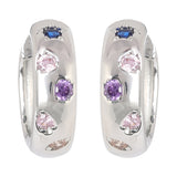 Silver Plated Multi CZ Stone Hanging Earrings