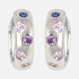 Silver Plated Multi CZ Stone Hanging Earrings