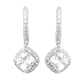 Silver Plated White CZ Stone Hanging Earrings