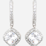 Silver Plated White CZ Stone Hanging Earrings