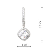 Silver Plated White CZ Stone Hanging Earrings