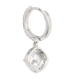 Silver Plated White CZ Stone Hanging Earrings