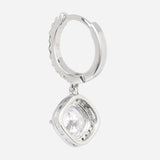 Silver Plated White CZ Stone Hanging Earrings