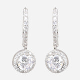 Silver Plated White CZ Stone Hanging Earrings