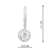 Silver Plated White CZ Stone Hanging Earrings