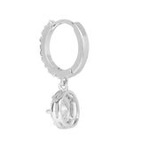 Silver Plated White CZ Stone Hanging Earrings