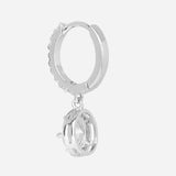Silver Plated White CZ Stone Hanging Earrings