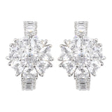 Silver Plated White CZ Stone Hanging Earrings