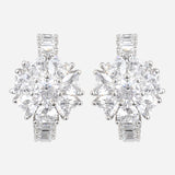 Silver Plated White CZ Stone Hanging Earrings