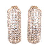 Rose Gold Plated White CZ Stone Hoop Earrings