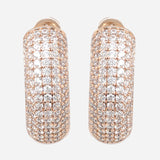 Rose Gold Plated White CZ Stone Hoop Earrings