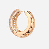 Rose Gold Plated White CZ Stone Hoop Earrings