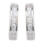 Silver Plated White CZ Stone Hoop Earrings