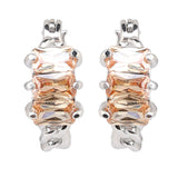 Silver Plated White CZ Stone Hoop Earrings