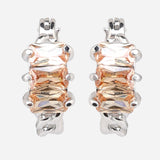 Silver Plated White CZ Stone Hoop Earrings