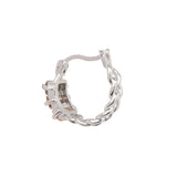 Silver Plated White CZ Stone Hoop Earrings