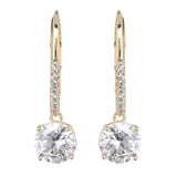 Silver Plated White CZ Stone Hanging Earrings