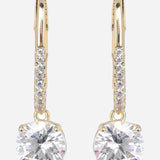 Silver Plated White CZ Stone Hanging Earrings