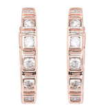 Rose Gold White CZ Stone Hoop Earrings