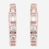 Rose Gold White CZ Stone Hoop Earrings