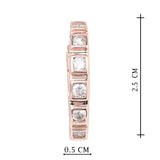 Rose Gold White CZ Stone Hoop Earrings