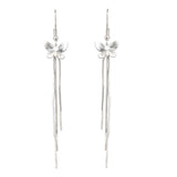 Silver Plated White CZ Stone Hanging Earrings