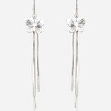 Silver Plated White CZ Stone Hanging Earrings
