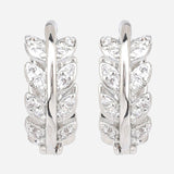 Silver Plated White CZ Stone Hoop Earrings