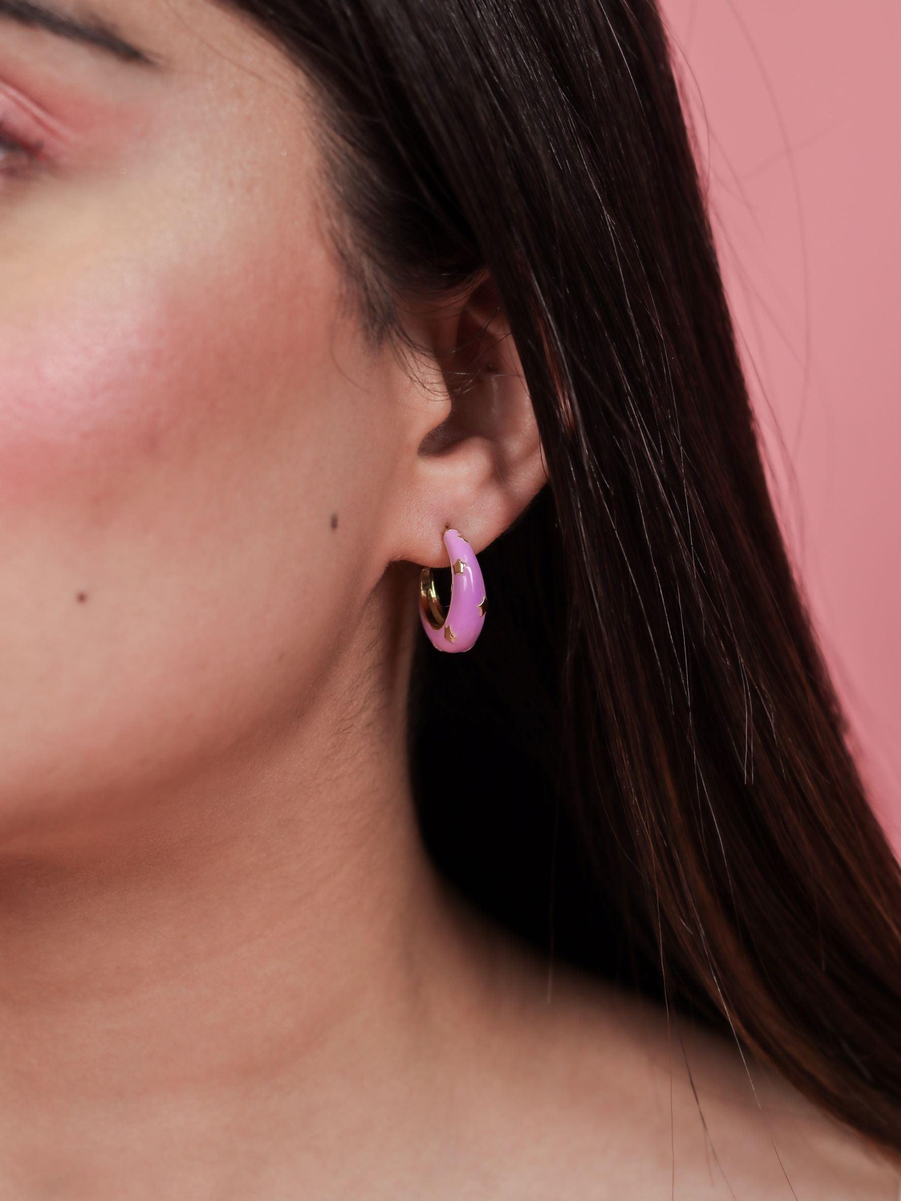 Colour Burst Enamel Star Earrings - Zevar King