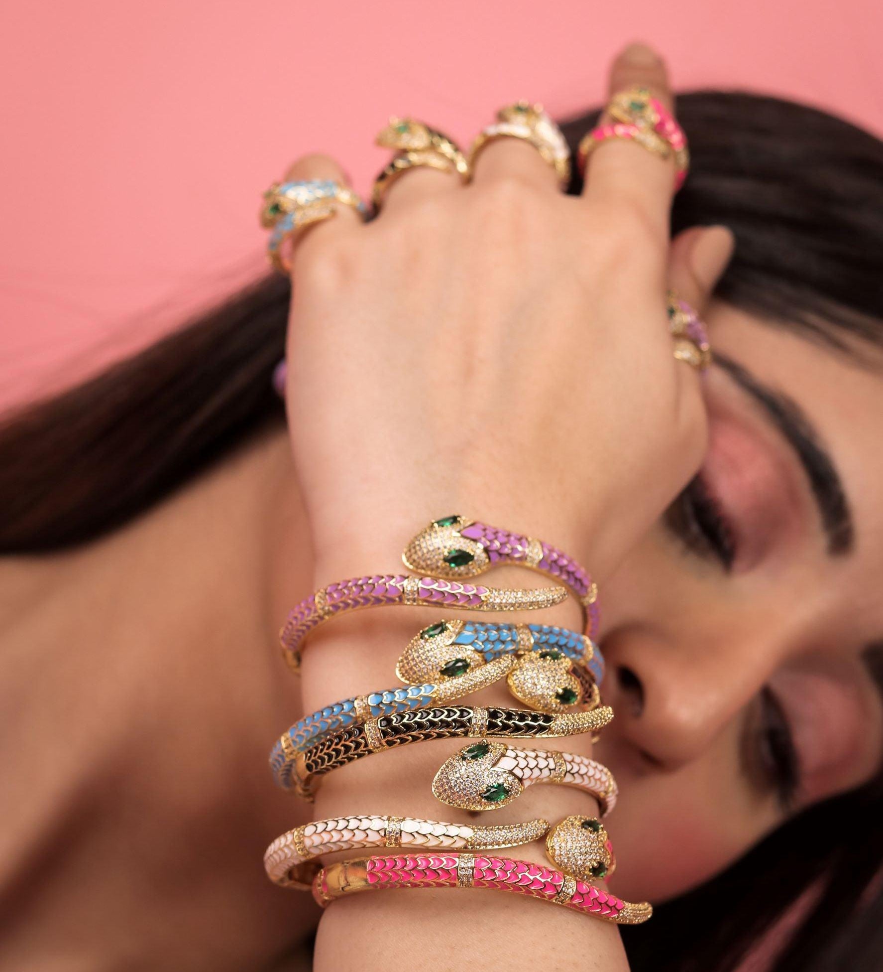 Enamel Snake Bracelet - Zevar King