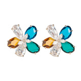 Silver Plated Flower Shape Earrings for Women with CZ Stones