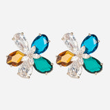 Silver Plated Flower Shape Earrings for Women with CZ Stones