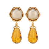 Gold Plated Shell of Pearl Drop Earrings for Women
