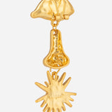 Gold Plated Nose Shape Earrings for Women with Mother of Pearl