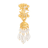 Matt Gold Plated Blue Eye with Lip Earrings for Women with Mother of Pearl