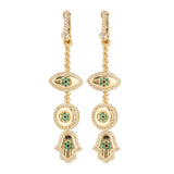 Gold Plated Long Drop Earrings for Women with CZ Stones