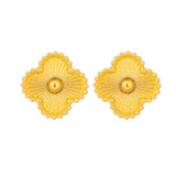 Clover Gold Plated Necklace, Ring, Bracelet and Earring Set for Women