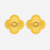 Clover Gold Plated Necklace, Ring, Bracelet and Earring Set for Women