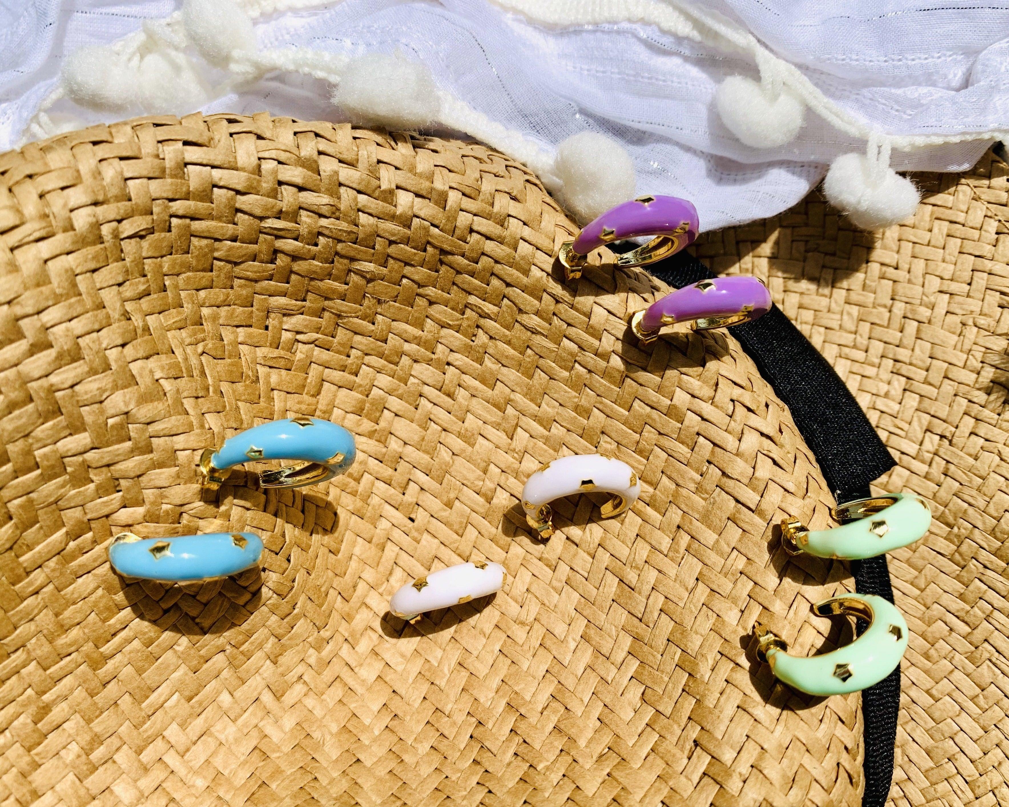 Colour Burst Enamel Star Earrings - Zevar King