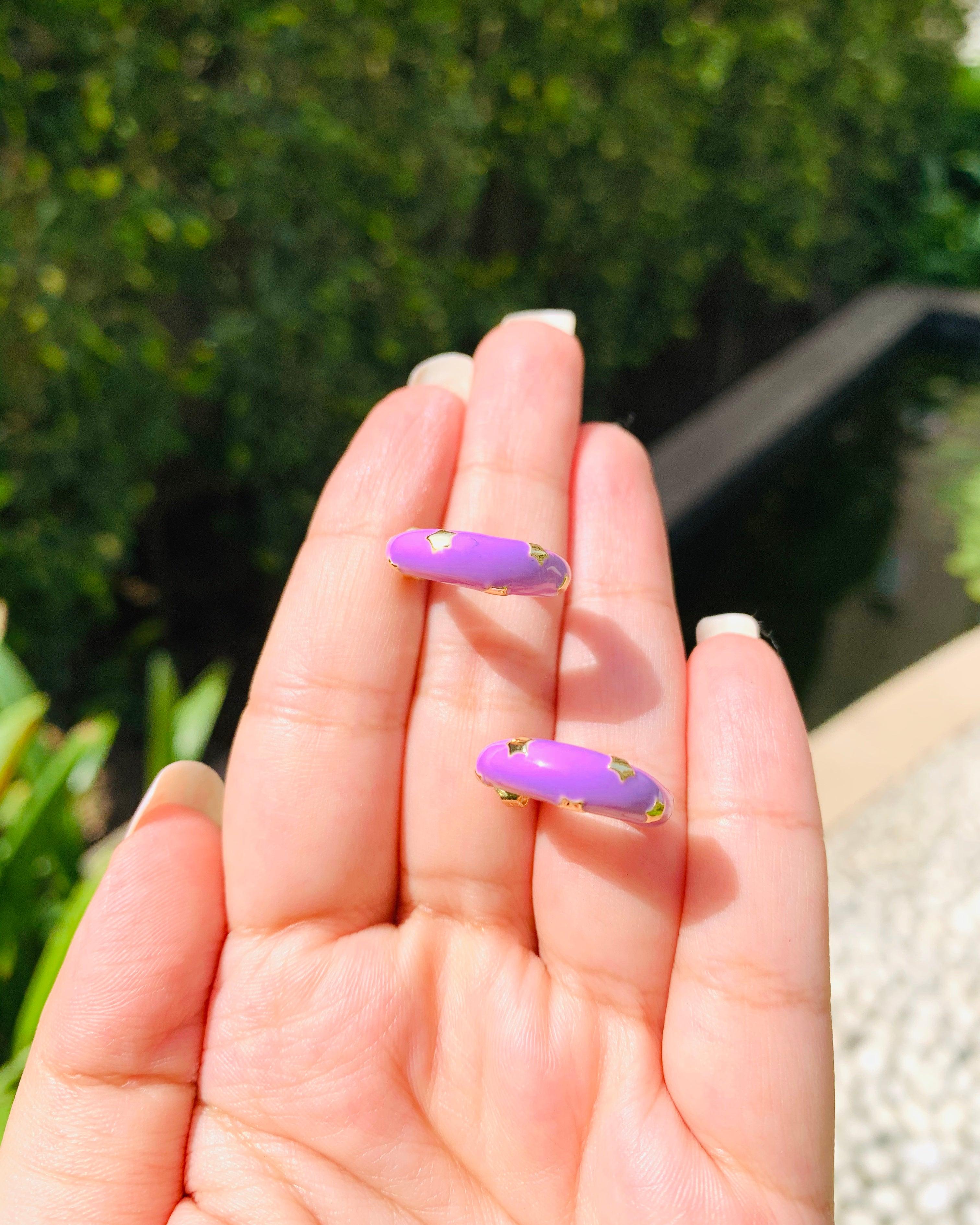 Colour Burst Enamel Star Earrings - Zevar King