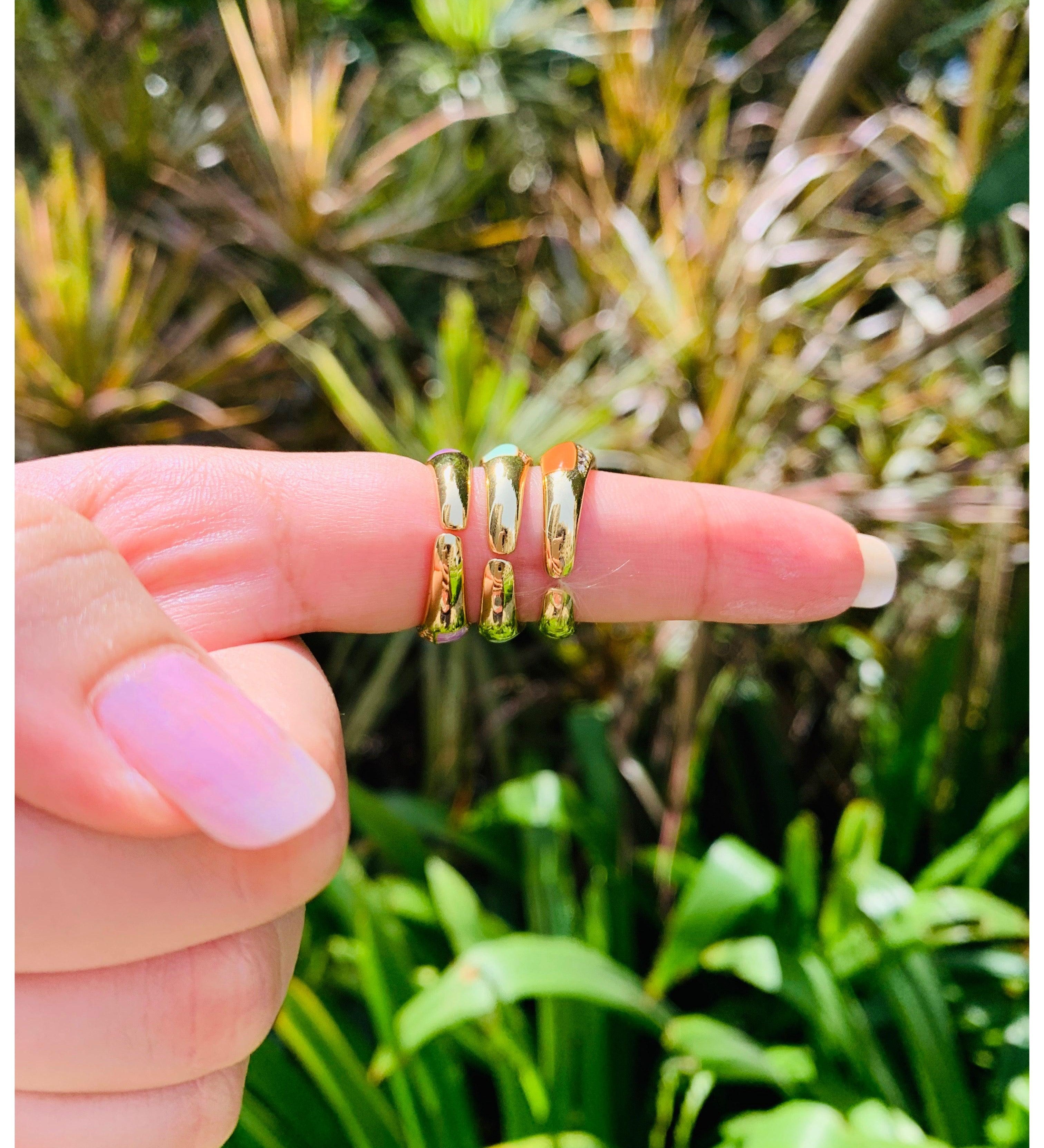 Colour Burst Enamel Bling Love Thick Rings - Zevar King