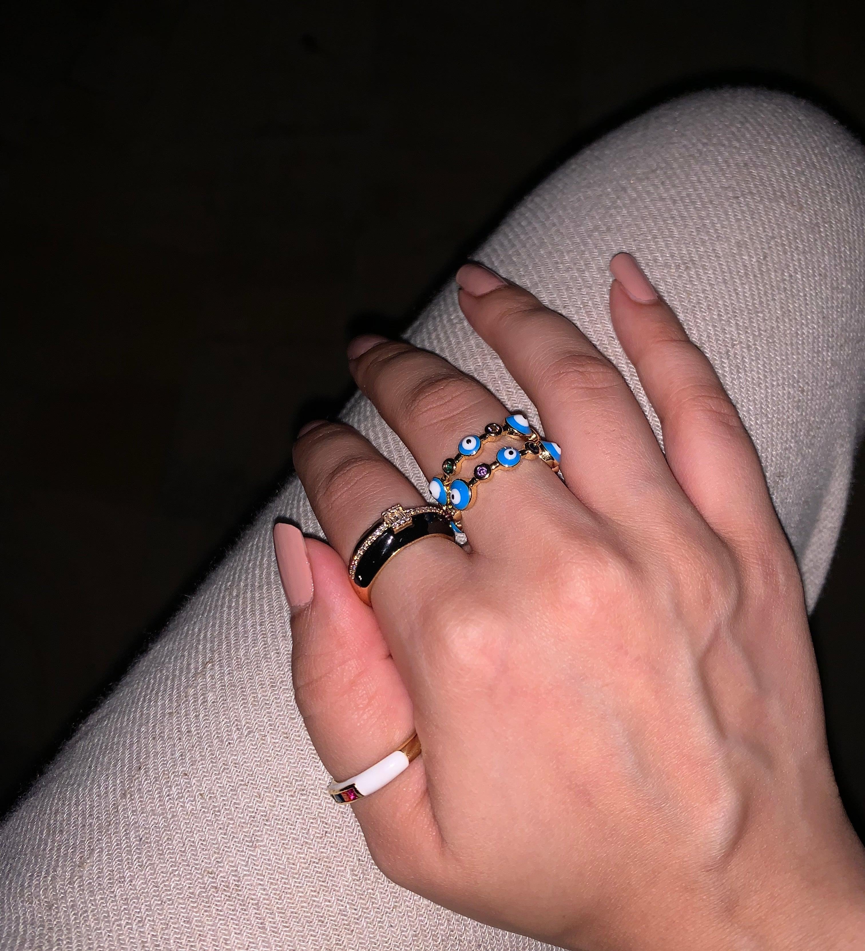 Small Evil Eye Single Band Ring - Zevar King