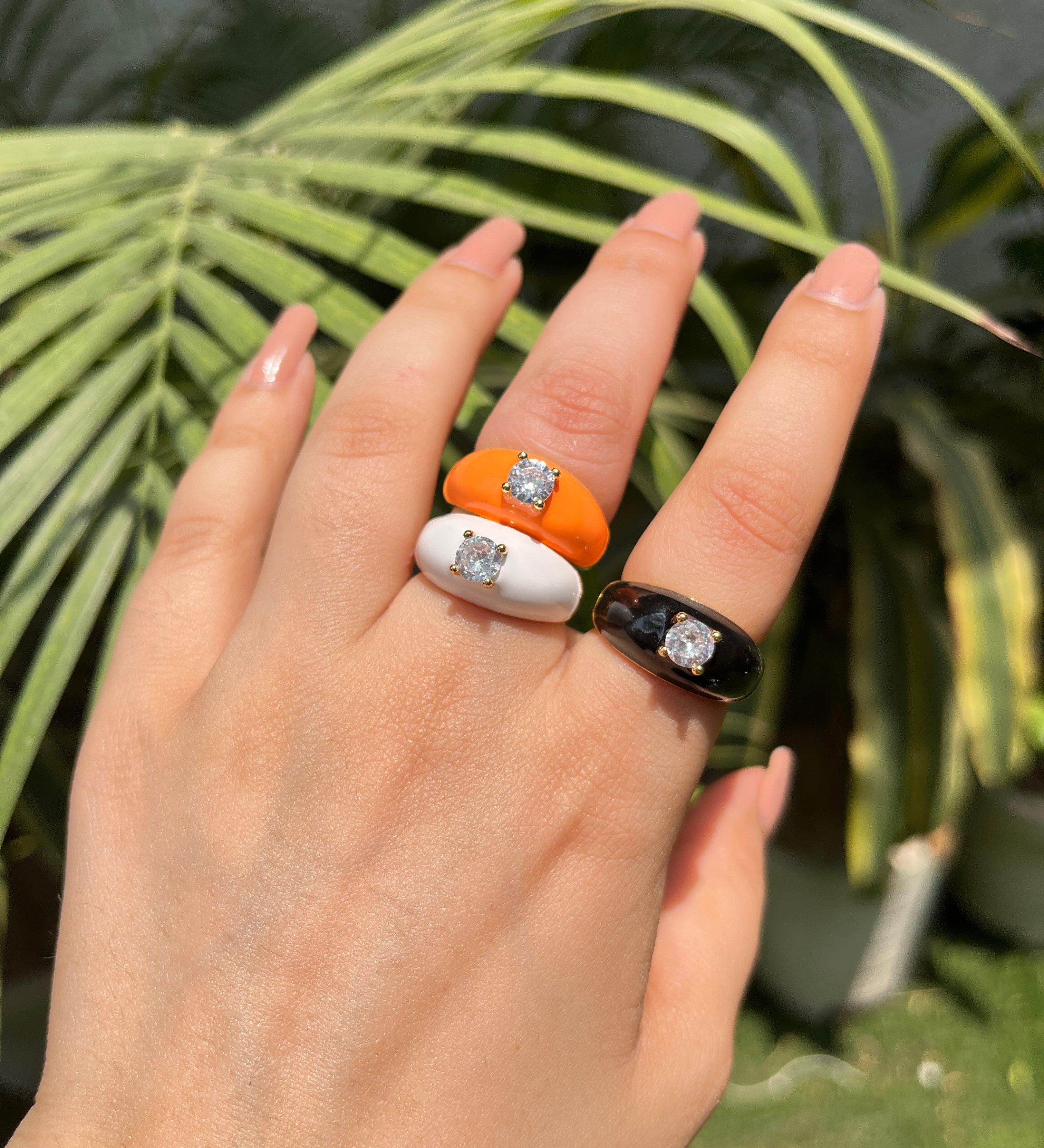 Colour Burst Enamel Bubblegum Thick Rings - Zevar King