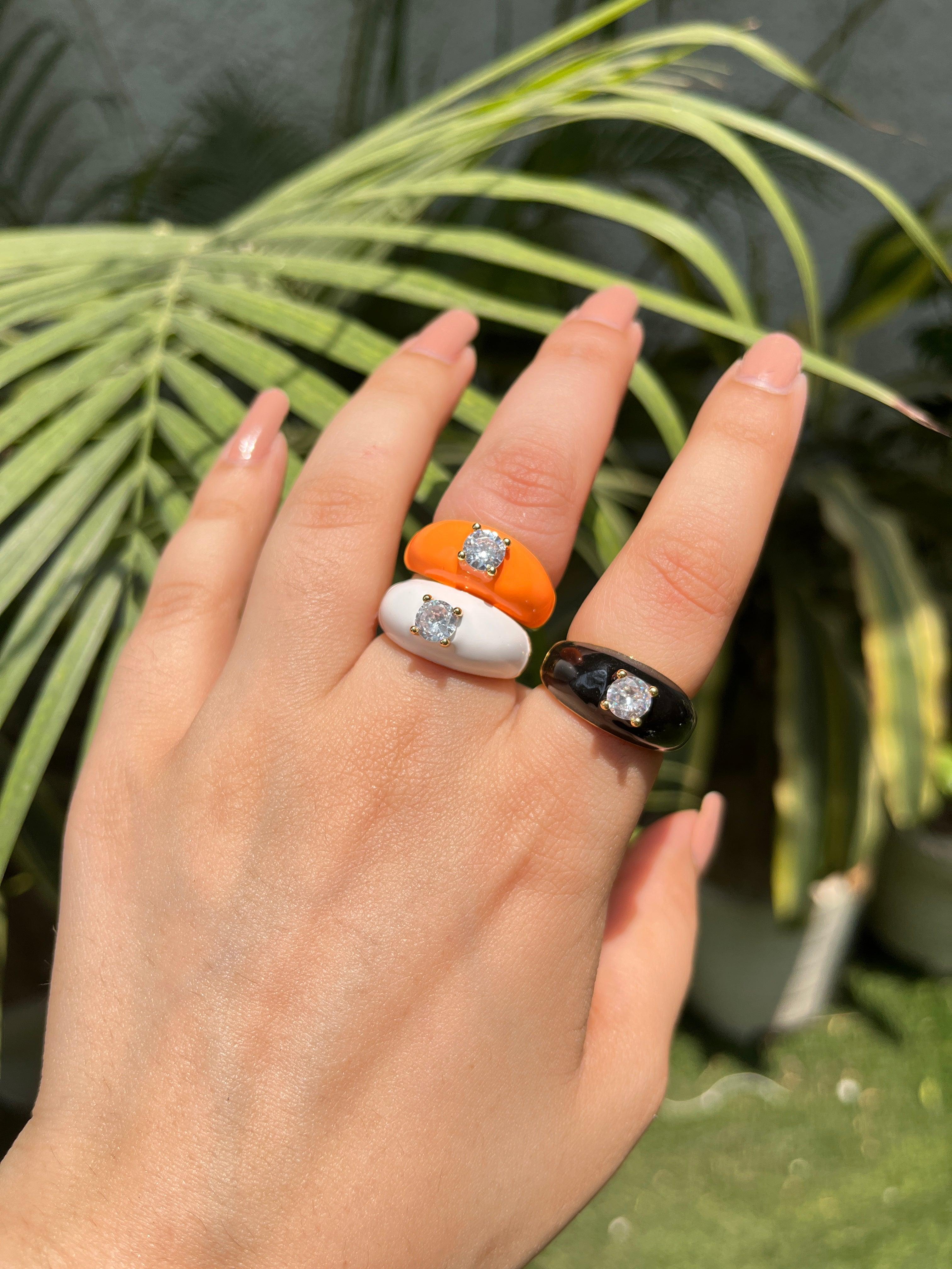 Colour Burst Enamel Bubblegum Thick Rings - Zevar King