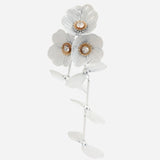 White Floral Long Enamel Dangling Earrings