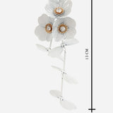 White Floral Long Enamel Dangling Earrings