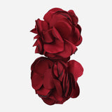 Statement Floral Fabric Red Earrings